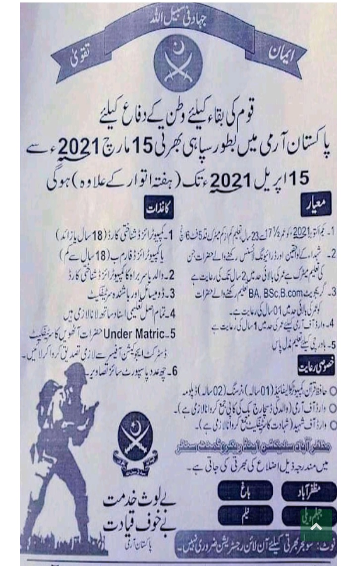 Latest jobs Pakistan army