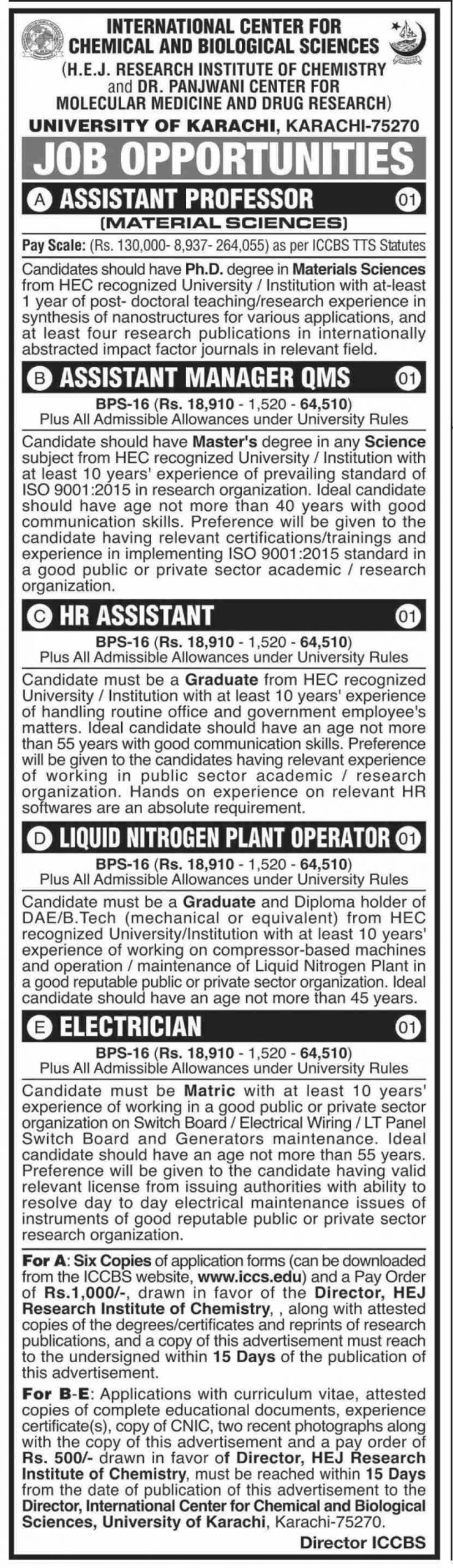 Latest jobs University of Karachi