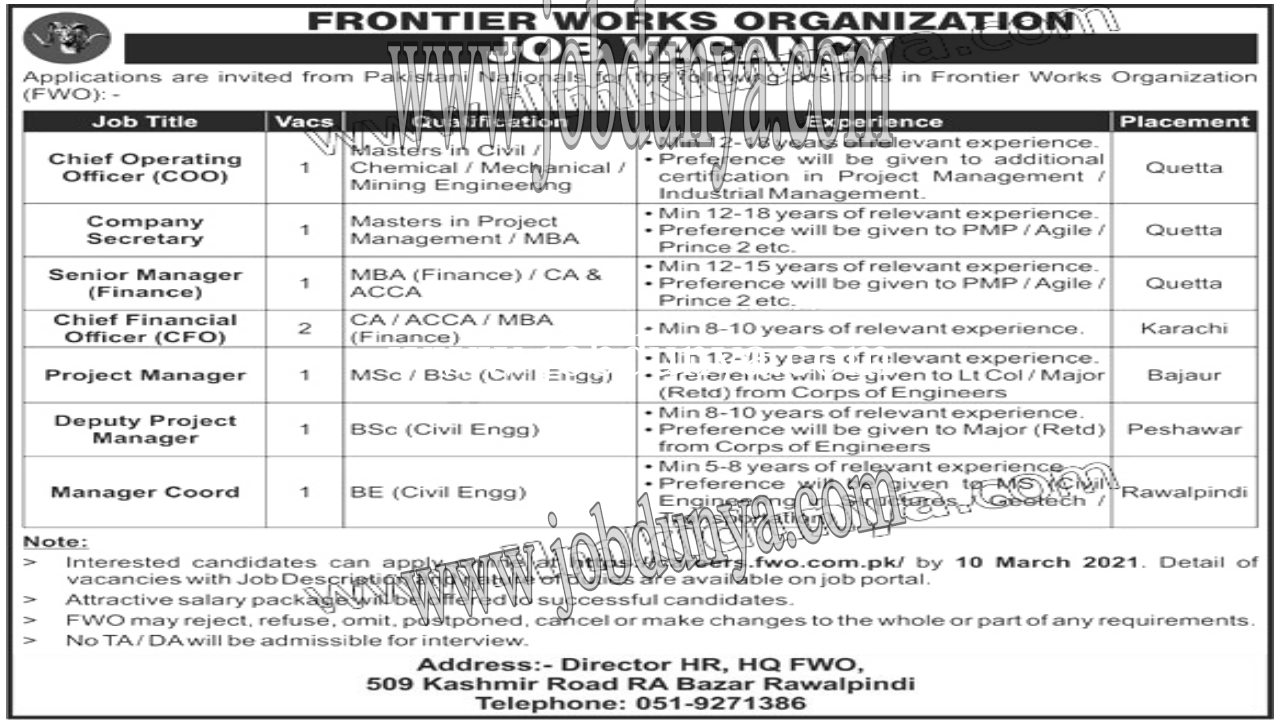Latest jobs Frontier Works Organization FWO