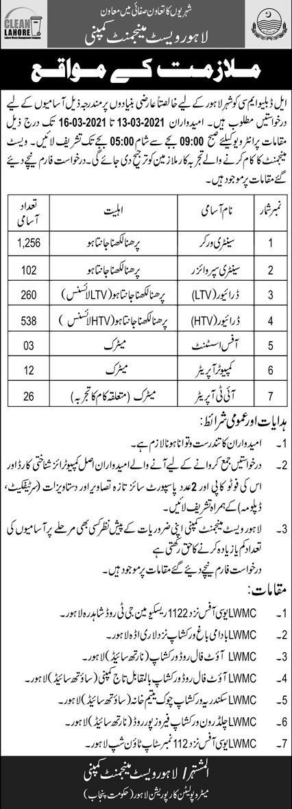Pakistan' N Government Jobs Lahore Waste Management