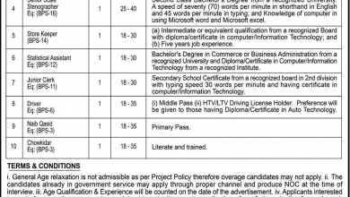 Pakistan Government Jobs Population Welfare Department