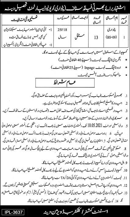 Pakistan Government Jobs Revenue Department