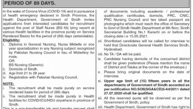 Pakistan Government Jobs Health Department of Sindh