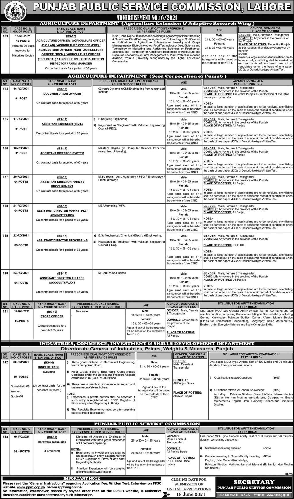Latest govt jobs Industries Commerce & Investment Department Govt of the Punjab