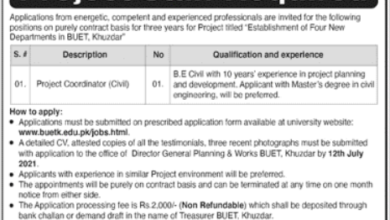 Latest govt jobs Balochistan University of Engineering and Technology