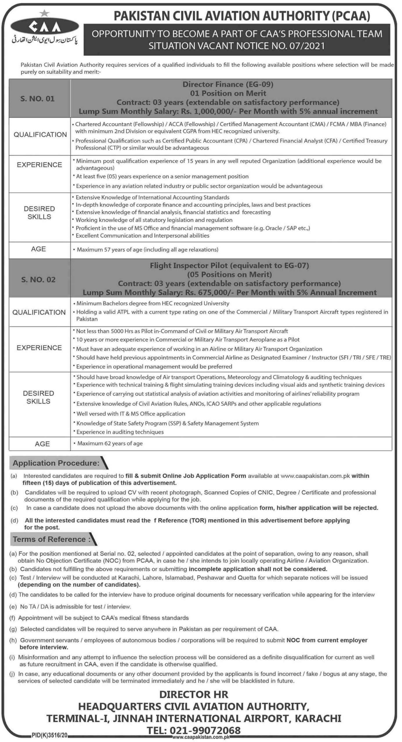 Latest govt jobs Pakistan Civil Aviation Authority CAA