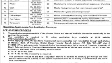Latest govt jobs University of Health Sciences (UHS)