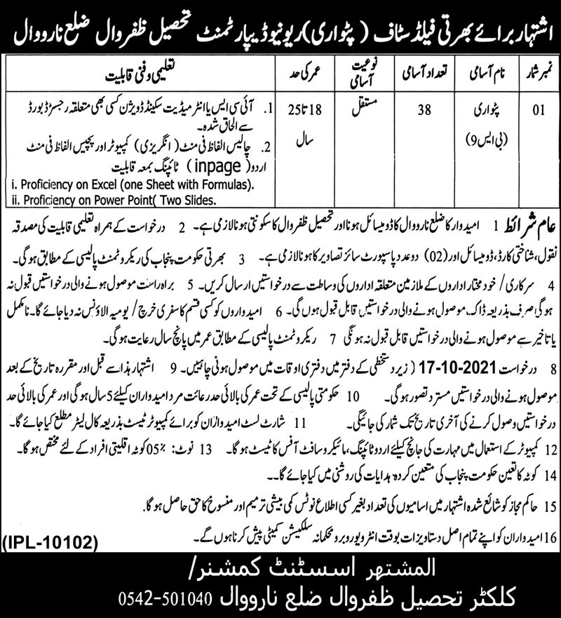 Revenue department jobs application form 2021
