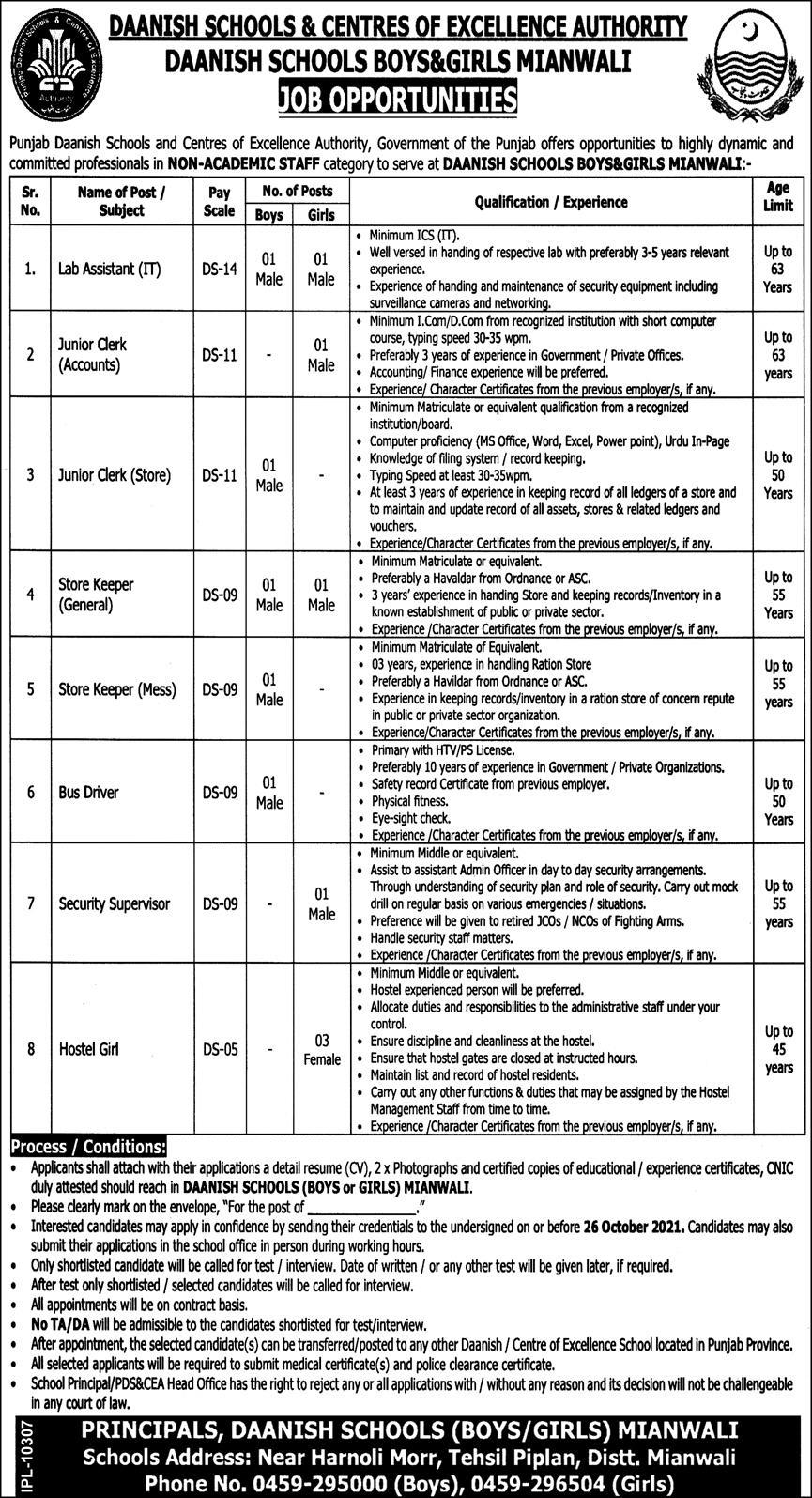 Jobs in Daanish schools govt of Punjab
