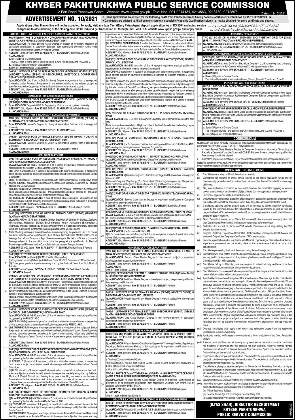 Job today Communication and Works Department