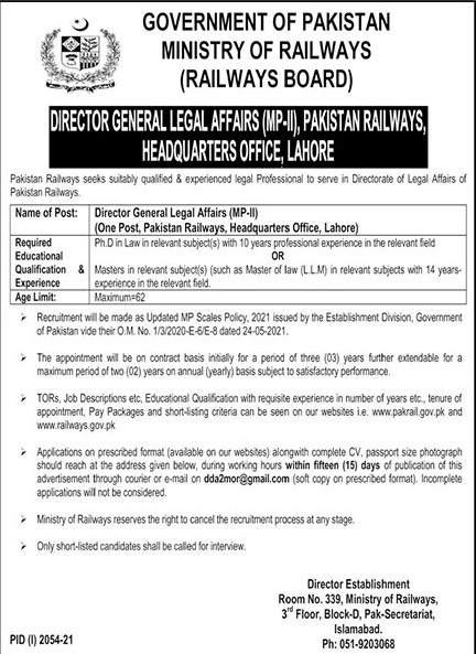 Ministry of railways jobs 2021
