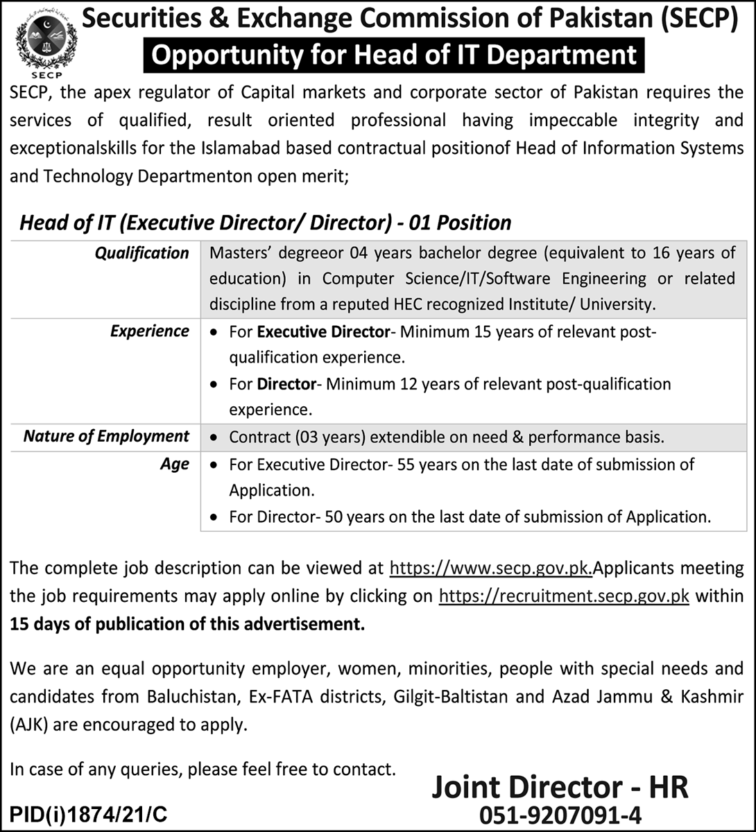 Latest govt jobs Securities and Exchange Commission