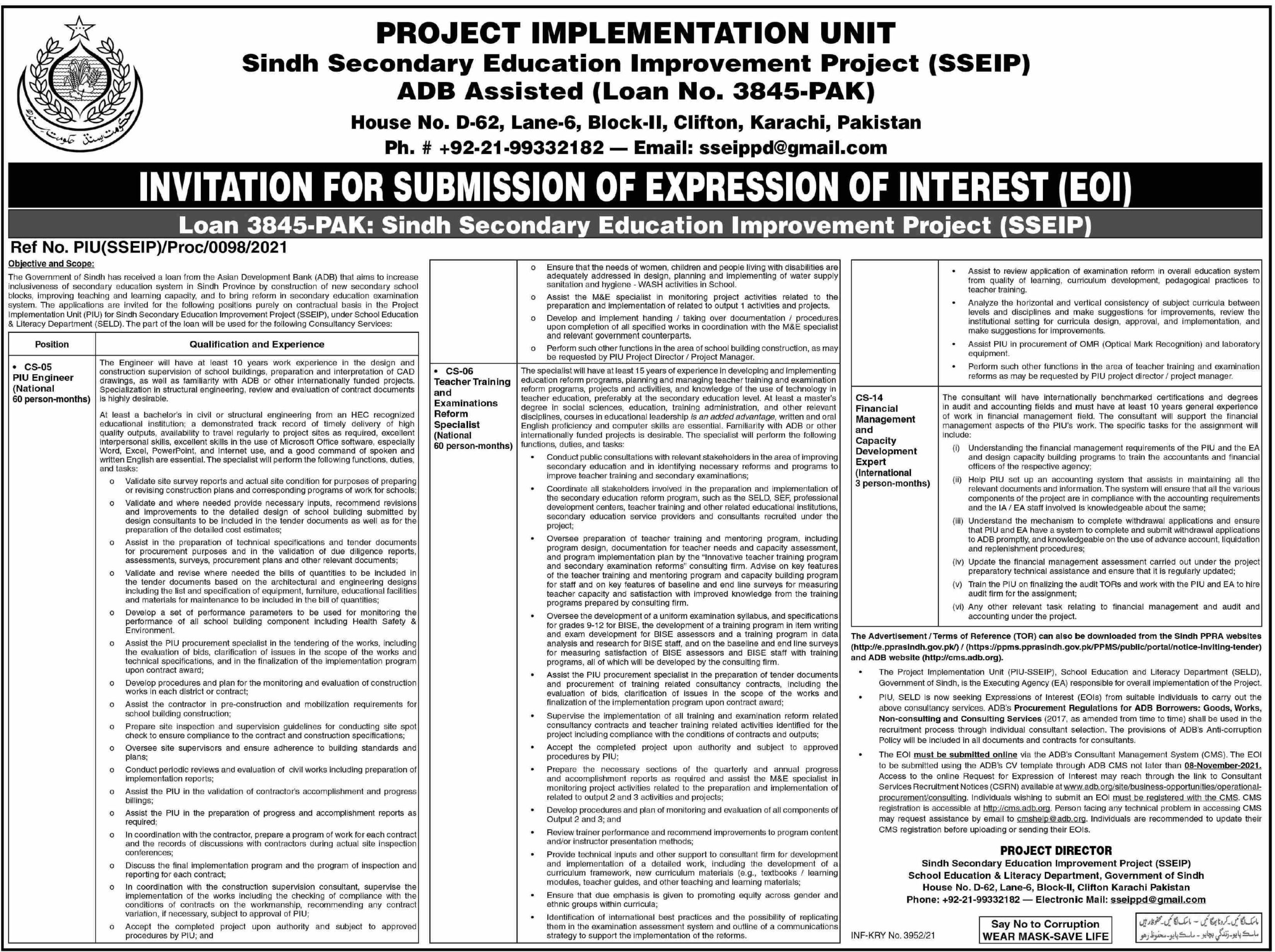 Latest govt jobs Sindh Education Foundation