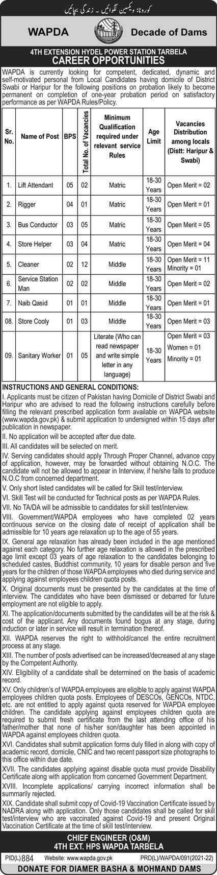 Latest govt jobs WAPDA
