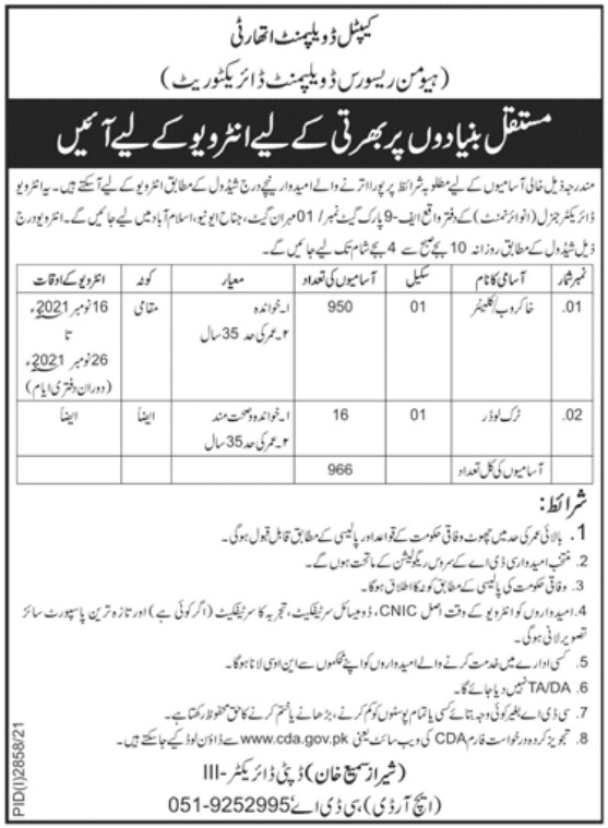 Latest jobs Capital Development Authority 2021