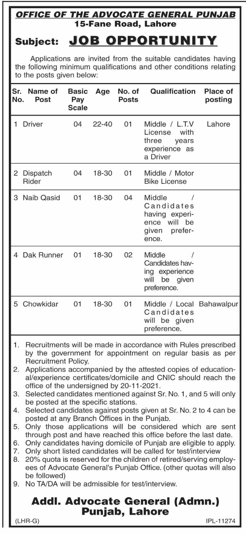Advocate General jobs 2021