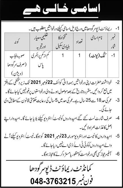 Latest govt jobs Remount Depot