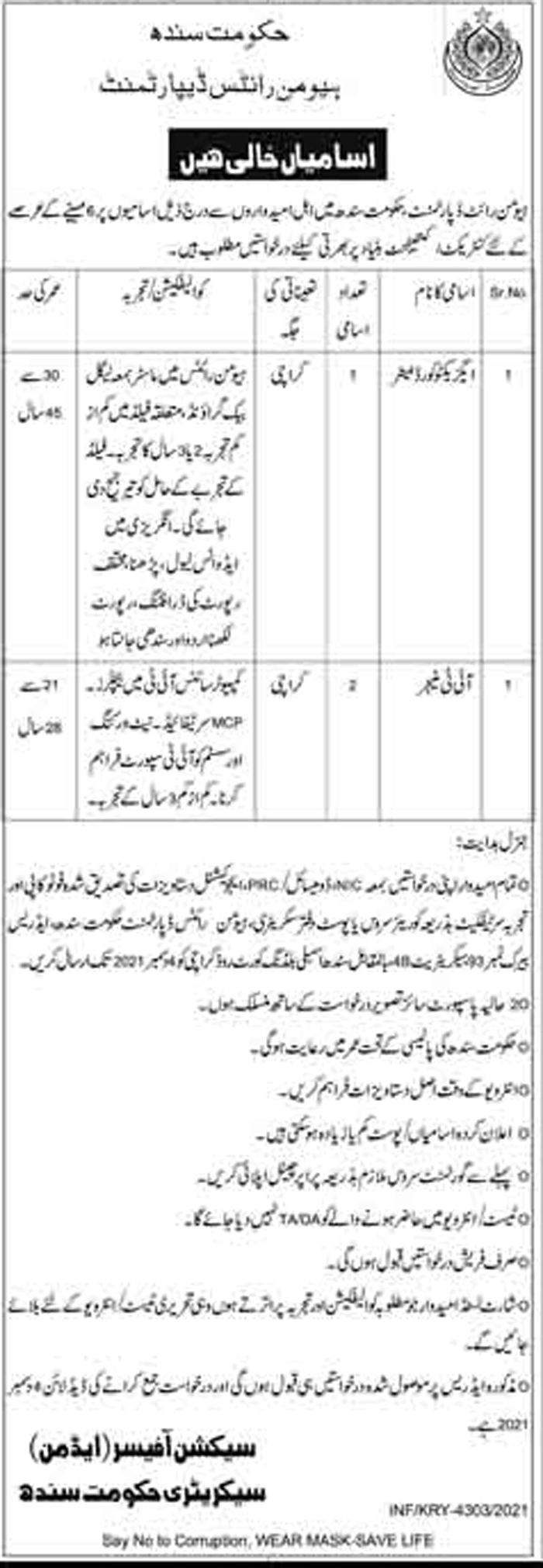 Human Rights Department Sindh jobs