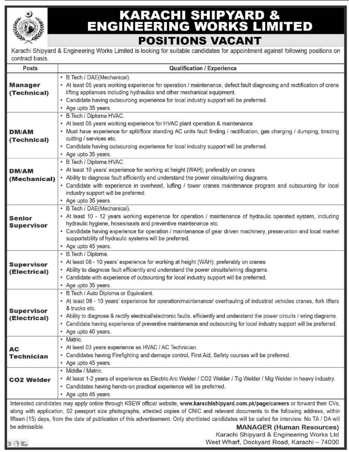 Karachi Shipyard Jobs 2021 application form