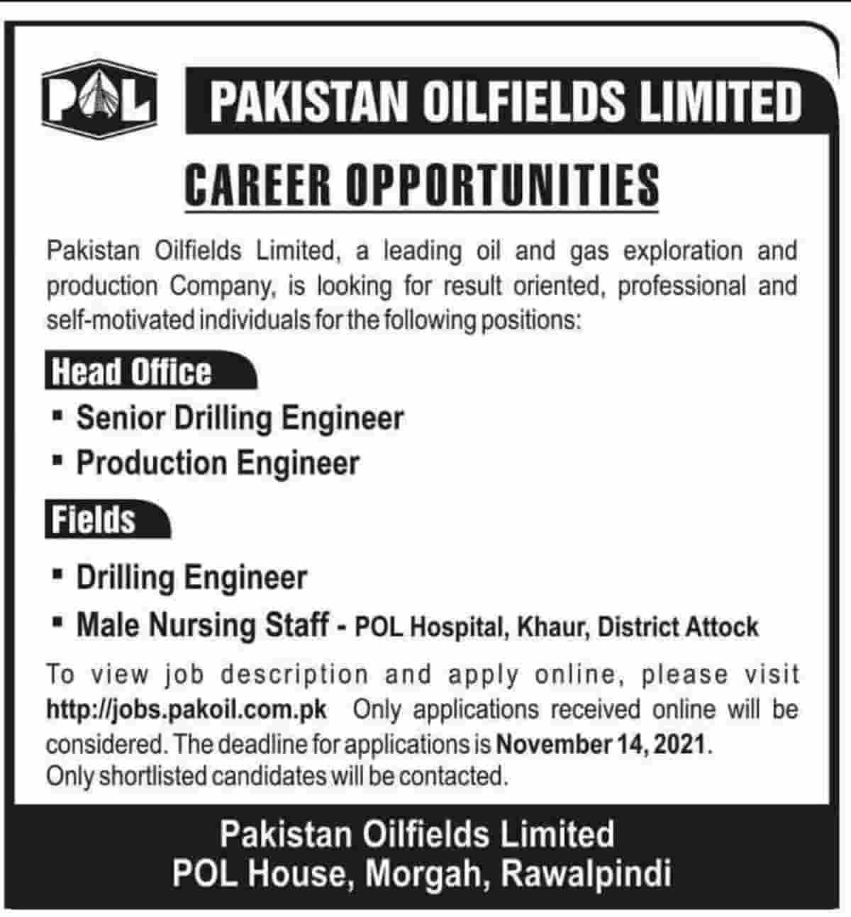 Pakistan Oilfields Limited govt jobs