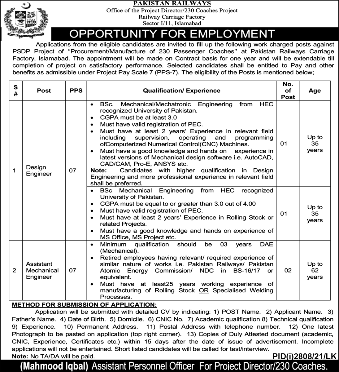 Latest govt jobs Pakistan Railways 2021