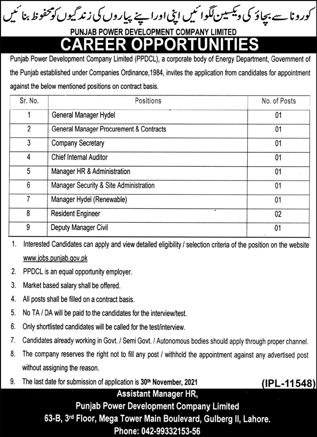 Punjab Power Development Company govt jobs