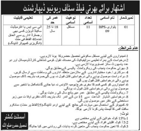 Revenue Department Jobs