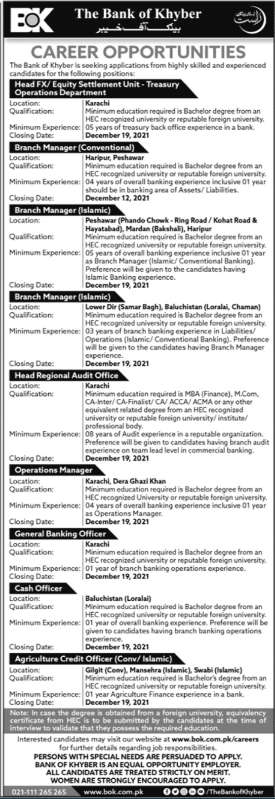 Bank of Khyber Jobs Apply online