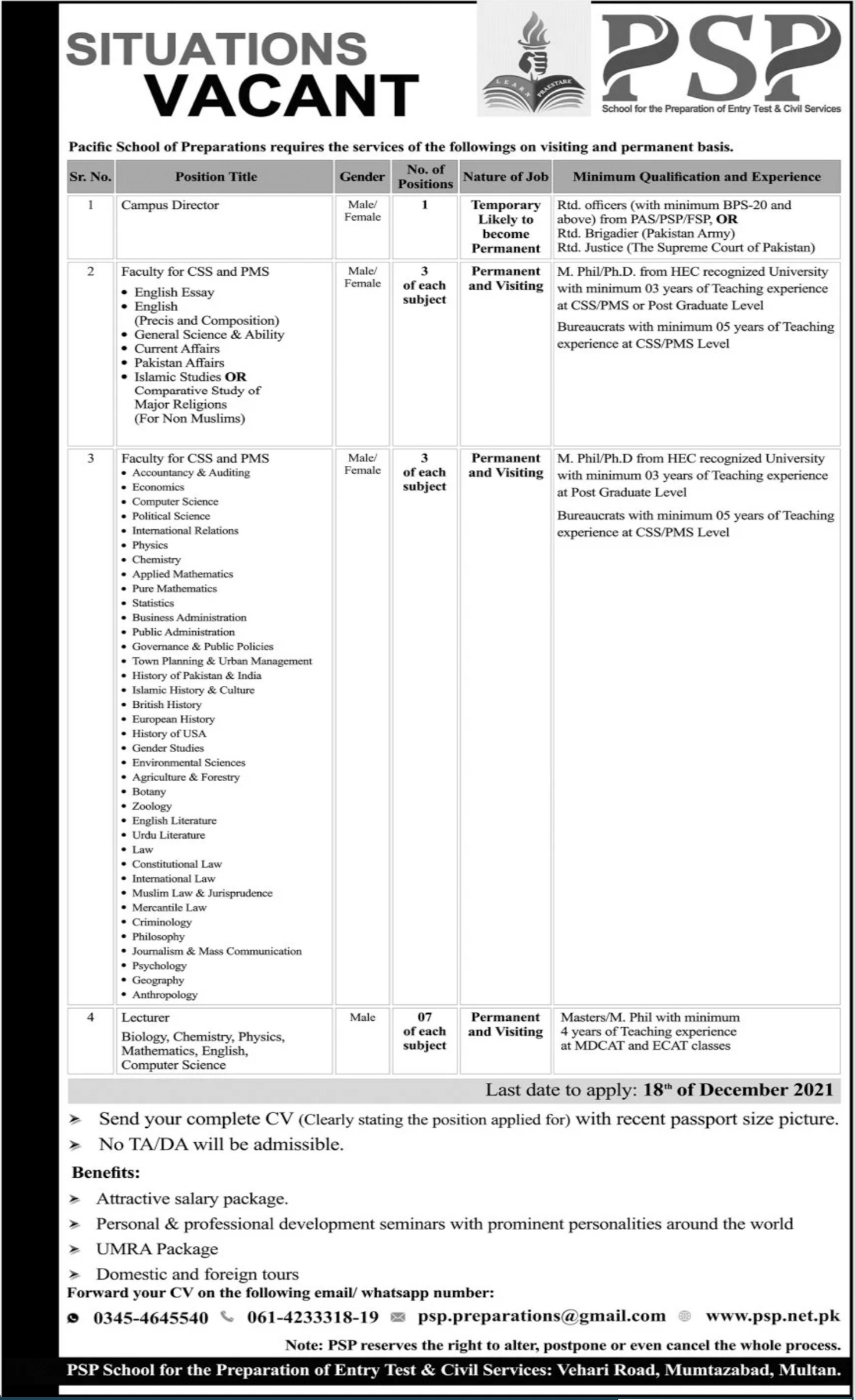 Pacific School of Preparation jobs