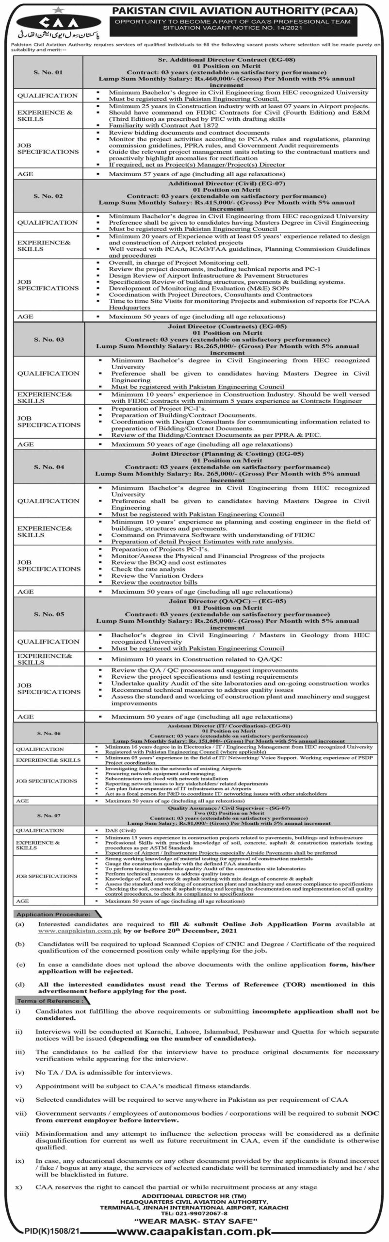 CAA Pakistan Jobs 2021