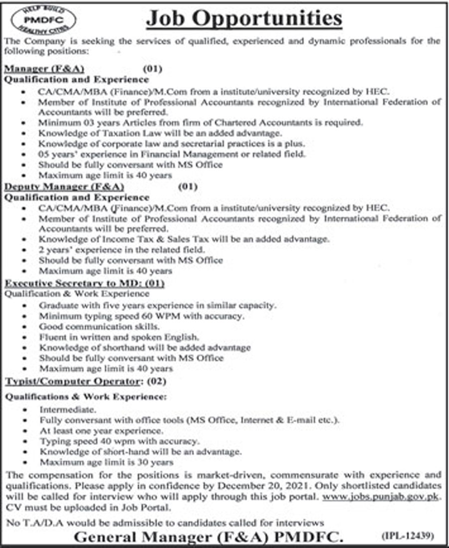 Punjab Municipal Development jobs