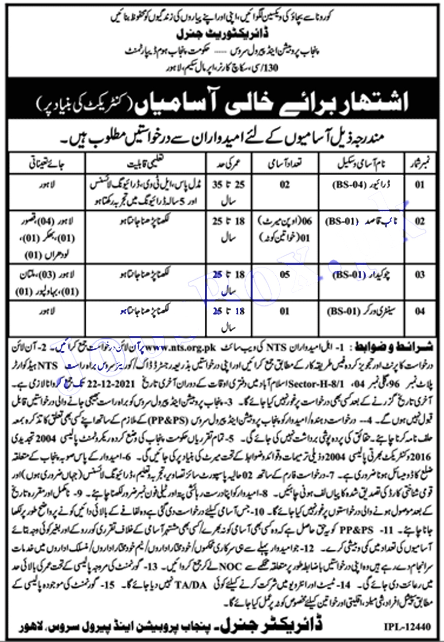 Punjab Probation and Parole Service jobs