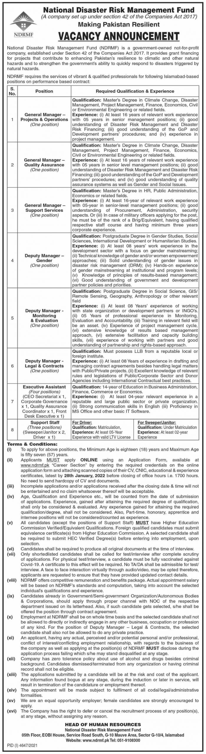 National Disaster Risk Management Fund NDRMF Jobs 2022
