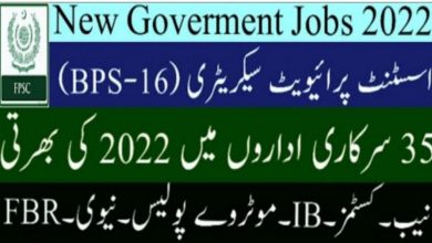 FPSC Assistant Private Secretary Jobs 2022 Online Application