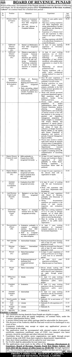 Board of Revenue Punjab Jobs 2022 Latest Recruitment