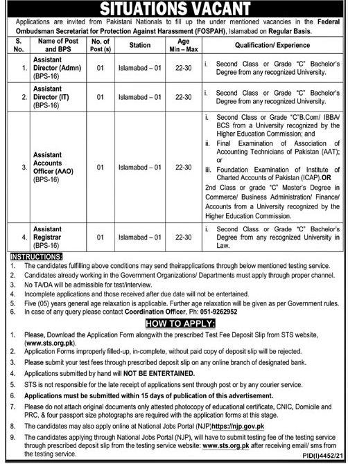 Federal Tax Ombudsman Secretariat Jobs 2022 – FTO Career Latest