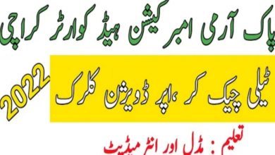 Pak Army Embarkation Headquarter Karachi Jobs 2022