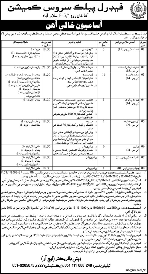 FPSC Jobs 2022 Islamabad Online Apply – www.fpsc.gov.pk