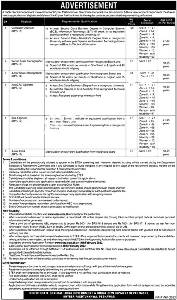 Local Government KPK Jobs 2022 Apply Online (279 Vacancies)