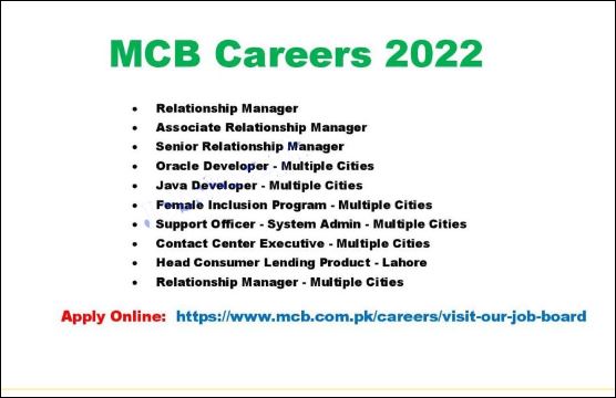 MCB Bank Jobs 2022 Online Applications