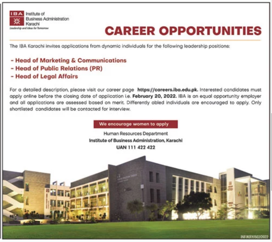 Institute of Business Administration IBA Karachi Jobs 2022
