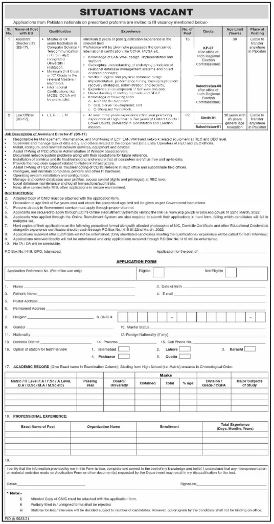 ECP Jobs 2022 – Election Commission of Pakistan Careers Apply Online