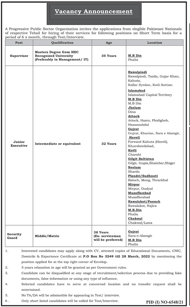 Public Sector Organization PO Box 3249 Jobs 2022