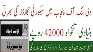 Bank of Punjab Security Guards Jobs 2022