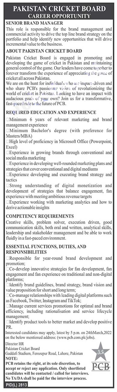 Pakistan Cricket Board PCB Jobs 2022 – www.pcb.com.pk