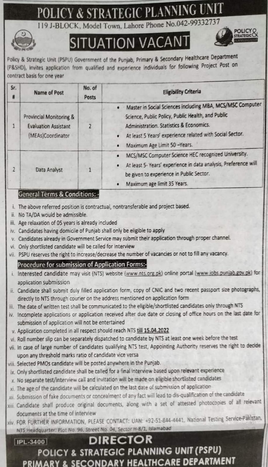 Primary & Secondary Healthcare Department Jobs 2022 in Punjab