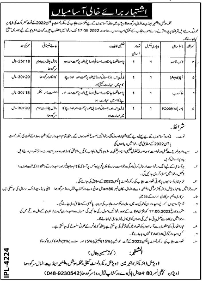 Social Welfare & Bait ul Maal Punjab Jobs