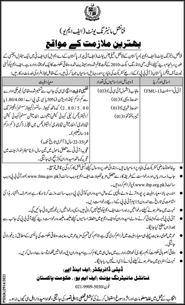 Financial Monitoring Unit FMU Jobs 2022 – Www.fmu.gov.pk