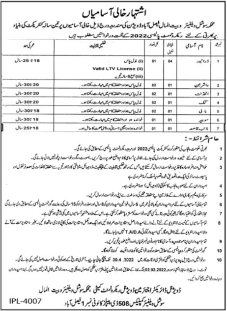 Social Welfare & Bait ul Maal Punjab Jobs