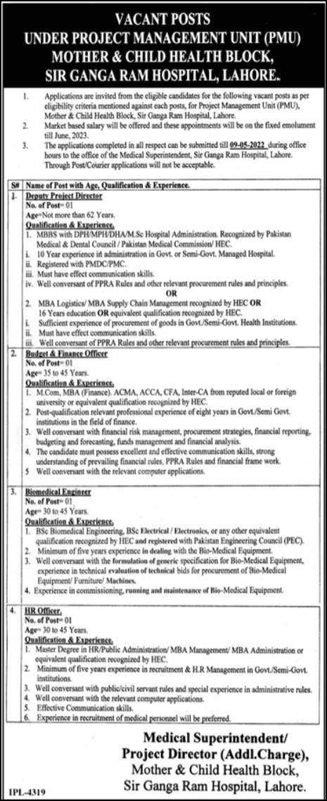 Sir Ganga Ram Hospital Lahore Jobs